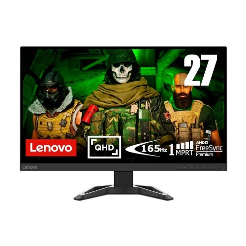 Lenovo 27" G27qc-30 2.5K WQHD (2560x1440) VA LED, 16:9, 165Hz, 3000:1, 1ms MPRT, 350 cd/m2, 178/178, 99% sRGB, 90% DCI-p3, Curvature1500R, Speakers 3Wx2, 100x100, Eye Comfort, FreeSync, 1xDP (+cable), 2xHDMI, Audio-out, Tilt 5/22, t, Height Adjust Stand, Black Cene