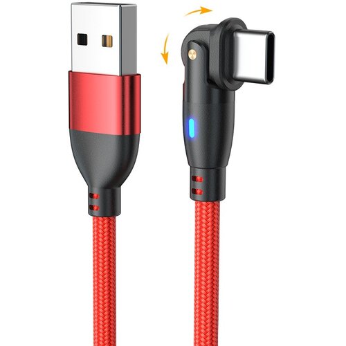 INF 2-Pack USB na Type-C 180&deg; vrtljiv polnilni podatkovni kabel - najlonsko pleten Red 3 m, (5000276527) Cene