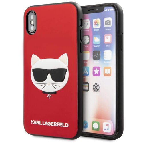 Karl Lagerfeld Originalen ovitek KLHCI8GLRE za iPhone 7, 8, SE 2 rdeča za&amp;scaron;čita - Choupette s Head Slike