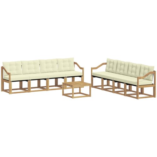 vidaXL Zunanja garnitura za sedenje z blazino 9 pcs Bela in krem, (5000271864) Cene