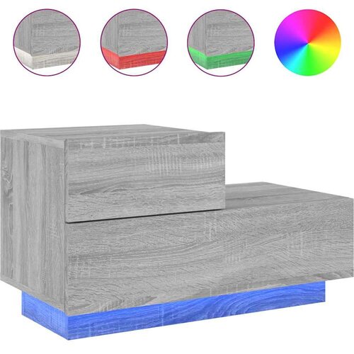 VidaXL Noćni ormarić s LED svjetlima boja hrasta sonome 70x36x40 5 cm Slike