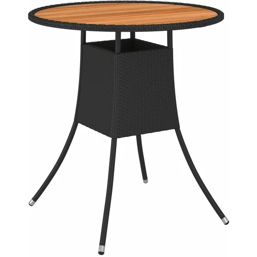  Vrtni blagovaonski stol crni Ø 70 cm poliratan i bagremovo drvo