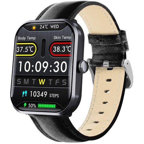 INF F96T Smartwatch z črnim PU usnjenim trakom in zdravstvenim spremljanjem, (5000263694) Cene