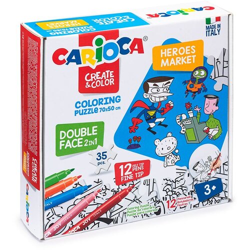 Carioca Junaci dvostrane puzzle sa 12 flomastera - Cene
