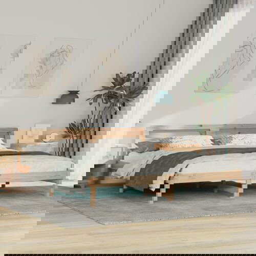 vidaXL Konstrukcija postelje z LED lučmi z vzglavjem Rjava 200 x 200 cm Cene