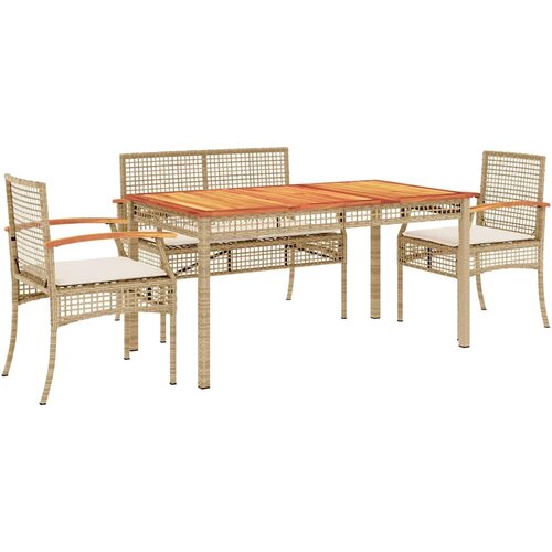  5-dijelni vrtni blagovaonski set od poliratana s jastucima bež 140 cm table length Slike