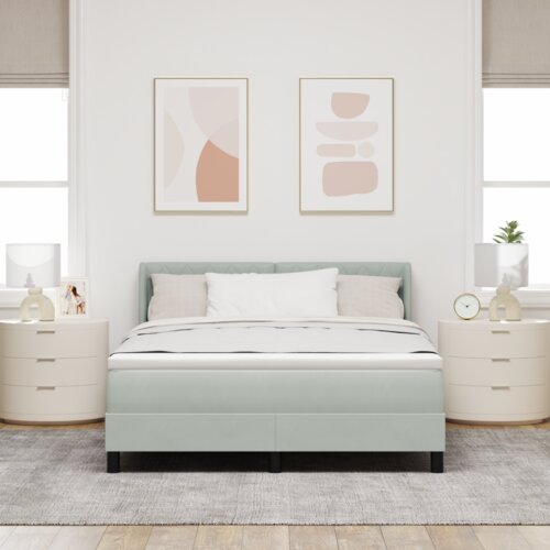 VidaXL KUTIJA PROLJEĆA S MATERACEM Svjetlosiva 140x190 cm Bar&amp;scaron;un Slike