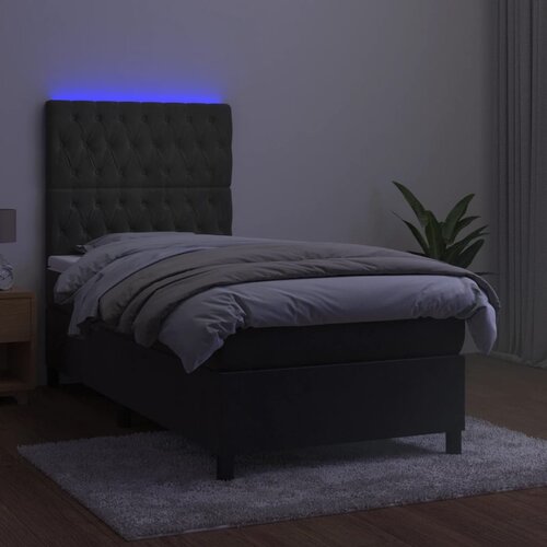  box spring s madracem LED tamnosivi 90x190 cm bar&amp;scaron;un Slike