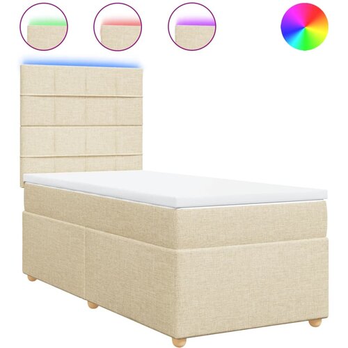 vidaXL Box spring postelja z vzmetnico krem 90x200 cm blago, (21291471) Cene
