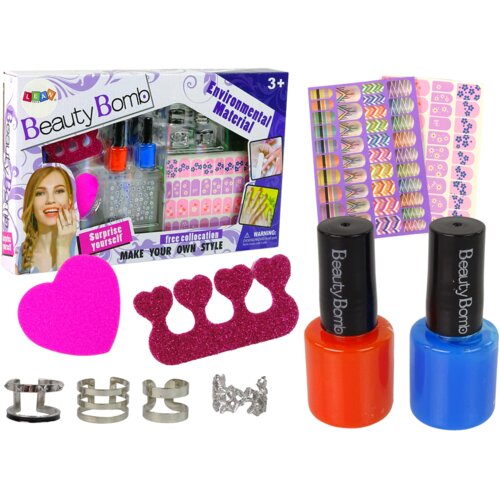  Nail Painting Set Nail Lacquers Glitter Stickers Rings Slike
