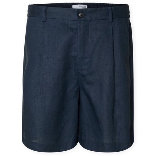 Selected Kratke hlače &amp;amp; Bermuda Loose Shorts - Wyatt Linen - Outer Space Modra Slike