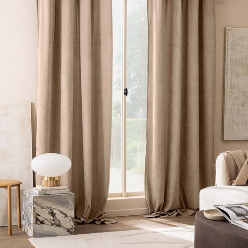 Douceur d int&amp;eacute;rieur Svetlo rjava boucl&amp;eacute; zavesa 140x260 cm Winona &amp;ndash; Slike