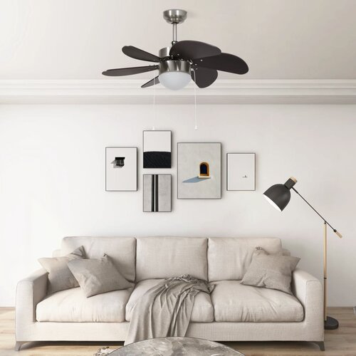 vidaXL Stropni ventilator z lučjo 76 cm temno rjav, (21221012) Cene
