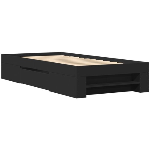 VidaXL Okvir za krevet crni 90x200 cm konstruirano drvo Slike