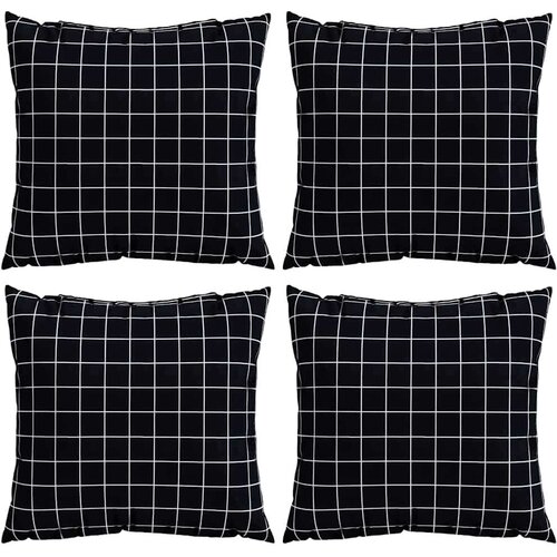 Jastučići za raspr&amp;scaron;enje Kockasto 4 pcs Crna Karirana 60 x 60 cm - Crni karirani 60 x 60 cm Slike