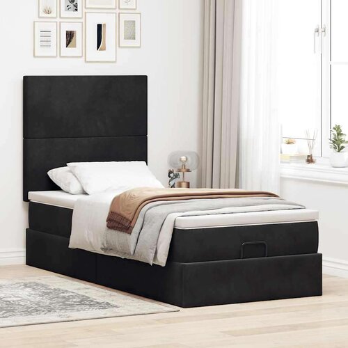 VidaXL otomanski okvir kreveta s madracima crni 80x200cm bar&amp;scaron;unasti Slike