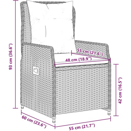  5-dijelni vrtni blagovaonski set s jastucima poliratan smeđi Smeđa 140 x 70 x 74 cm Slike