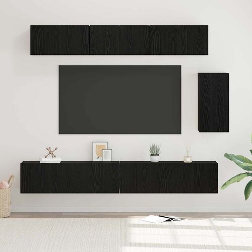  Set TV komoda s ladicama 6 pcs Crni hrast Konstruirano drvo Cene