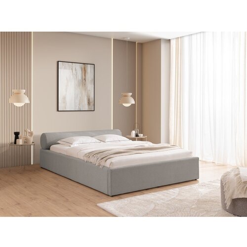 Ropez Svetlo siva oblazinjena zakonska postelja s prostorom za shranjevanje z letvenim dnom 160x200 cm Cille &amp;ndash; Slike
