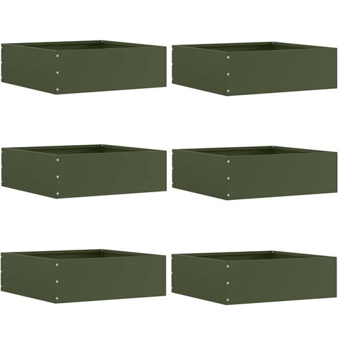 vidaXL Robovi trave 6 pcs Oljčno zelena 40 x 40 x 13 cm Jeklo Cene