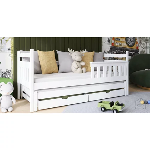 Lano Otroška postelja z dodatnim ležiščem Dominik - 90x200 cm - Bela
