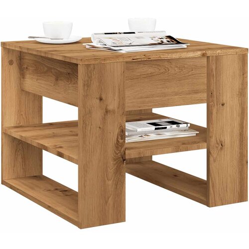 vidaXL Klubska mizica artisan hrast 55,5x55x45 cm inženirski les Cene