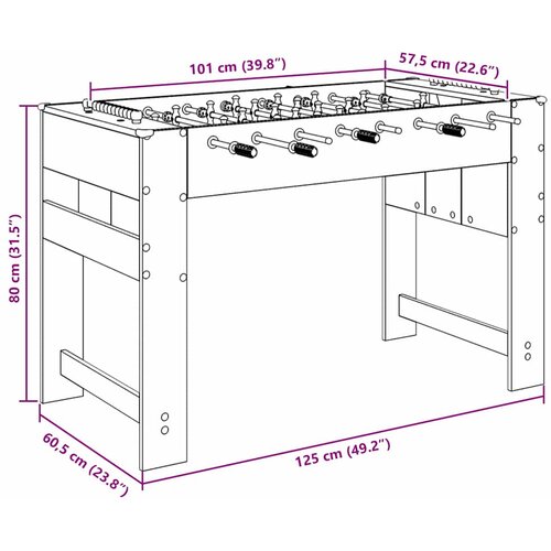  Fuzbal Stol Staro drvo 125 x 60,5 x 80 cm Konstruirano drvo Slike