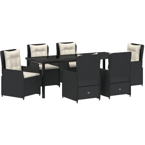vidaXL 7-kompletna vrtna blagovaonica crni poli ratan, vrtni stol crni 200x80x73 cm kaljeno staklo Cijene