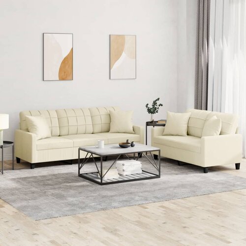  2-dijelni set sofa s jastucima krem od umjetne kože Cijene