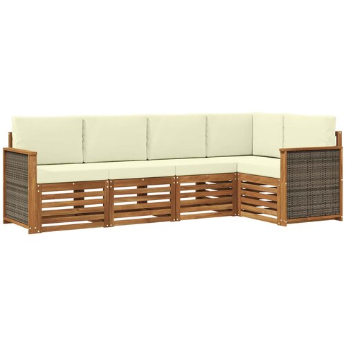 vidaXL Kotna sedežna garnitura z blazino 4 pcs Naravna in smetana, (5000283376) Cene