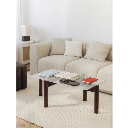 Noo.ma Bordo rdeča klubska mizica s stekleno mizno plo&amp;scaron;čo 55x105 cm Kob &amp;ndash; Slike