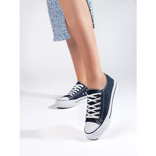 Shelvt Navy blue women's sneakers