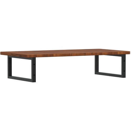  Zidna polica za umivaonik od čelika i masivne hrastovine Smeđa 100 x 50 x 2.5 cm Slike