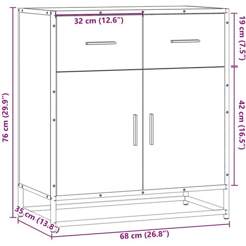  Komoda boja hrasta 68x35x76 cm konstruirano drvo Slike
