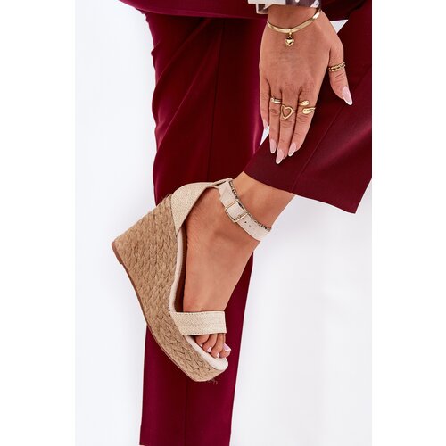 Boto Wedge Sandals For Women With Braiding Beige Adelio Cijene