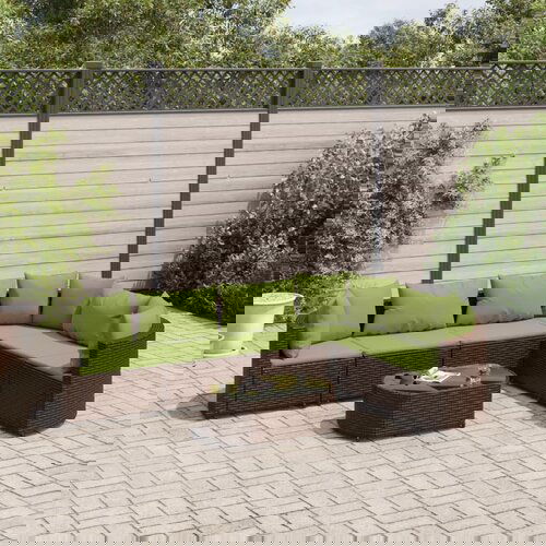 vidaXL 7-dijelni set vrtnih sofa od poliratana s jastucima smeđi Cijene