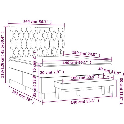 VidaXL Krevet s oprugama i madracem krem 140 x 190 cm od tkanine Slike