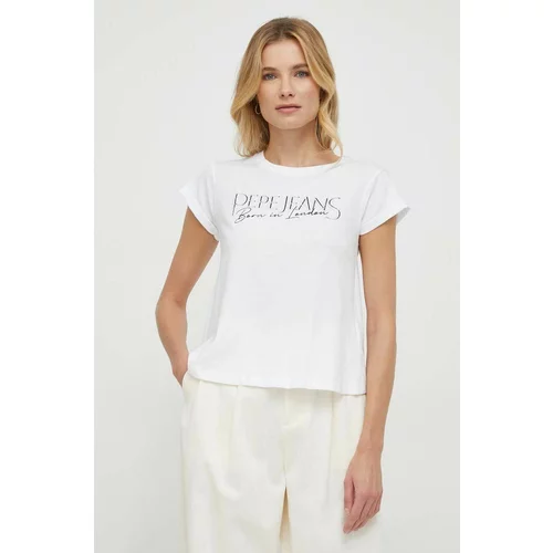 PepeJeans Pamučna majica HANNON za žene, boja: bijela