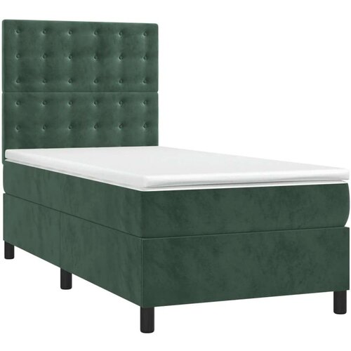 VidaXL Krevet box spring s madracem LED tamnozeleni 100x200 cm bar&amp;scaron;un Slike
