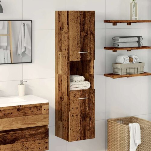 VidaXL Kupaonski viseći ormarić staro drvo 30x30x130 cm Slike