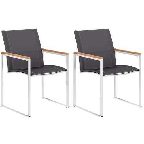 vidaXL Vrtne stolice 2 kom od tekstilena i nehrđajućeg čelika sive