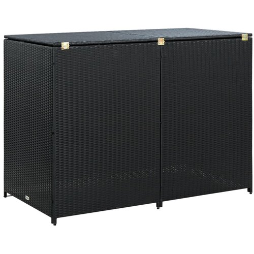 VidaXL Dvojna lopa za ko&amp;scaron;e za smeti poli ratan črna 148x80x111cm Slike