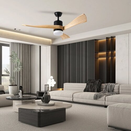 ZEVENTI - LED plafonski ventilator NATURITO LED/18W/230V Wi-Fi Tuya crna/hrast + daljinski upravljač Slike