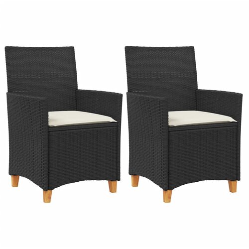 Maison Chic Vrtni stoli - Stol za vrt z blazinami 2 kosa črn poli ratan in trden les JS2120, (21876666) Slike