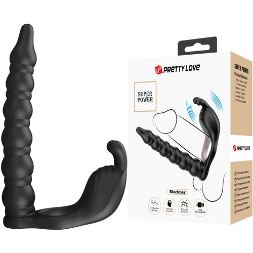 Pretty Love Blackney Cock Ring Double Penetrator Black Slike