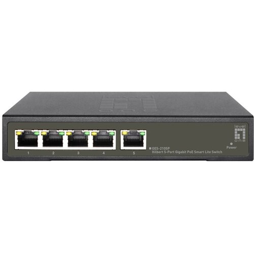 LevelOne Hilbert 5-Port Gigabit PoE Smart Lite Switch, 802.3at /af PoE, 4 PoE Outputs, 60W PoE Power Budget Cene