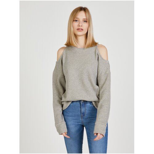 Pepe Jeans Grey Women's Sweatshirt with Exposed Shoulders Moni - Women Slike