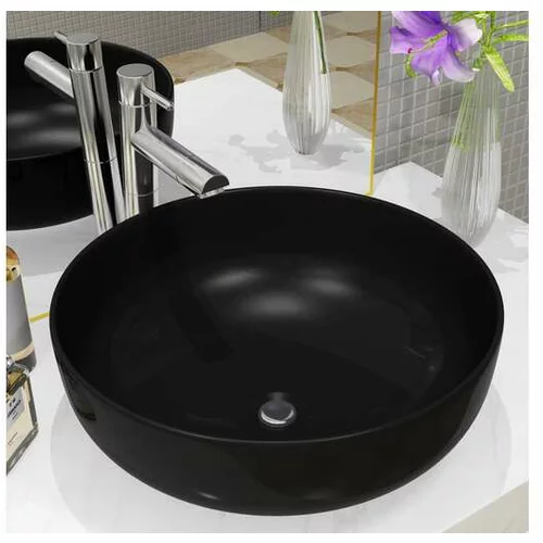 Keramični umivalnik okrogel črne barve 41,5x13,5 cm