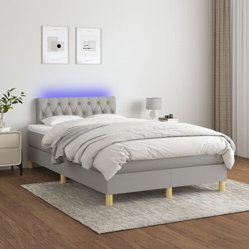 Krevet box spring s madracem LED svjetlosivi 120x200 cm tkanina Cene