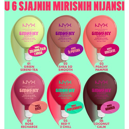 NYX Professional Makeup Smushy SOS hidratantna maska za usne nijansa 06 Rose Recharge 12 ml Slike